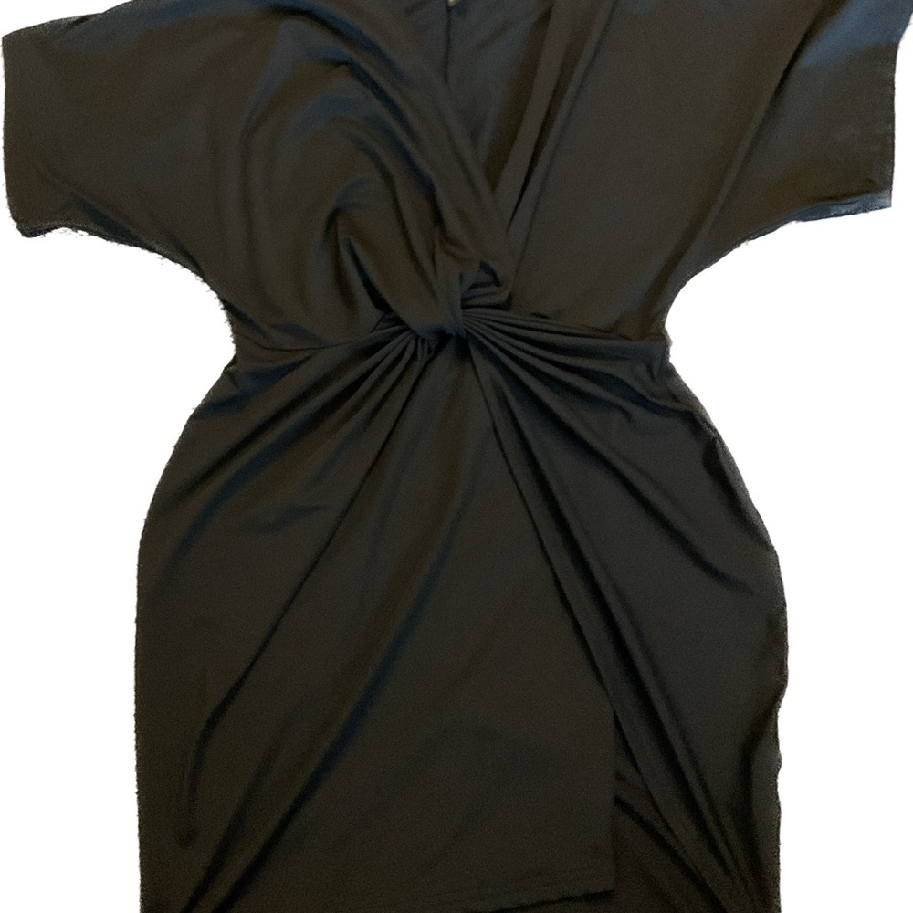 SHEIN Black V-Neck Dolman Sleeve Cocktail Dress